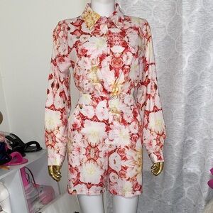 Floral Long Sleeve Shorts Set